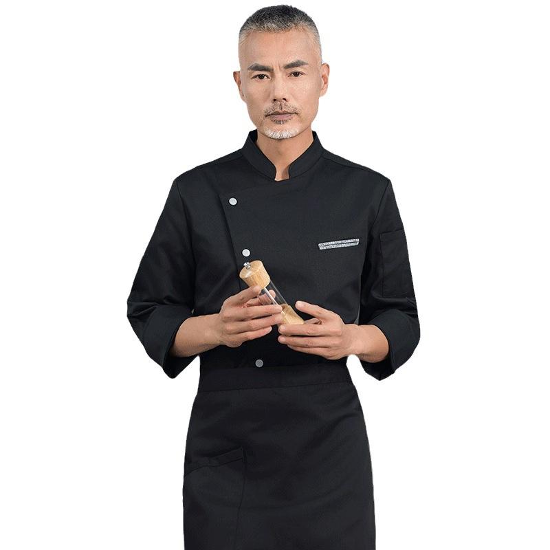 Embroidery Kitchen - เสื้อเชฟแขนยาวระบายอากาศสำหรับผู้ชาย ชุดยูนิฟอร์มทำงาน ปักชื่อ พิมพ์โลโก้ เสื้อแจ็คเก็ตร้านอาหาร เสื้อผ้าสำหรับครัว