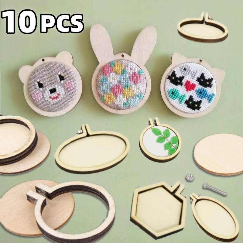 Embroidery Hooping - 10ชิ้นห่วงเล็กสำหรับปักลายแหวนไม้กลมกรอบสะดึงปักผ้าสำหรับสร้อยคอจิวเวลรี่กรอบเครื่องประดับงานฝีมือ