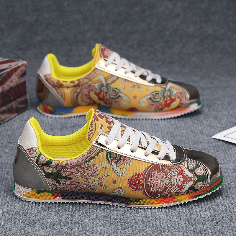 Embroidery Cloth - Old Beijing รองเท้าผ้าปักลายดอกไม้นักเรียนชาย, รองเท้าลำลองประจำชาติแฟชั่นสไตล์จีน