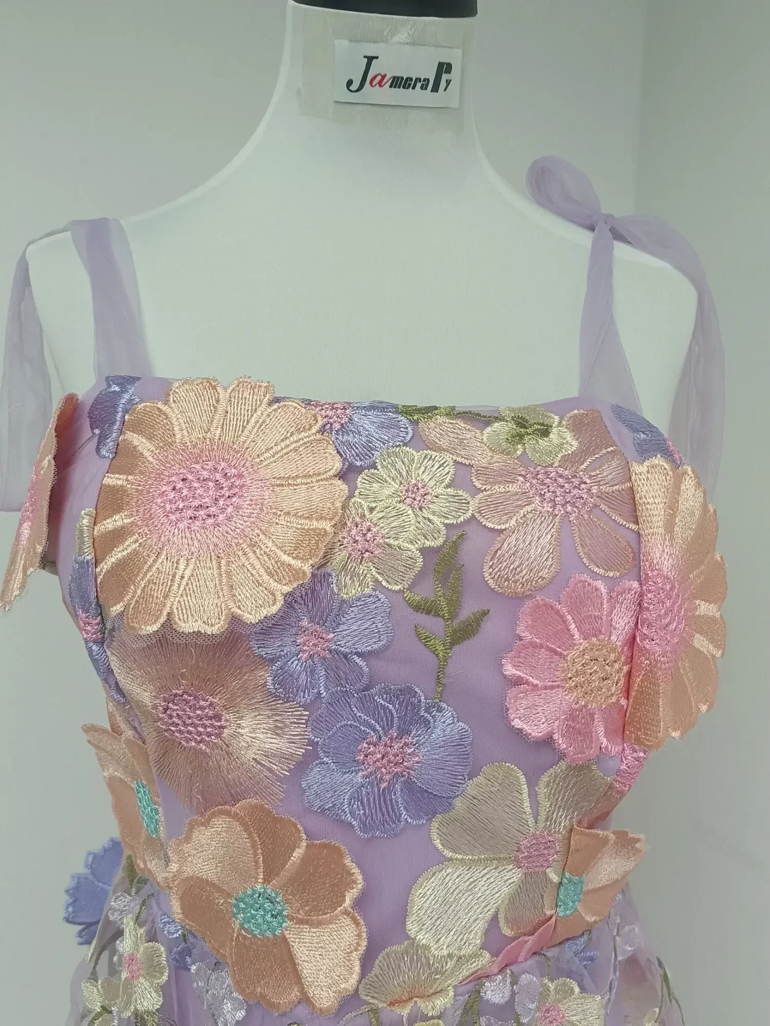 Embroidery Zara - นักออกแบบแบรนด์ชุดราตรีวันหยุดชุดผู้หญิงอย่างเป็นทางการโอกาส 3D ดอกไม้เย็บปักถักร้อยสายรัดเซ็กซี่ลูกไม้ Tulle Vestidos
