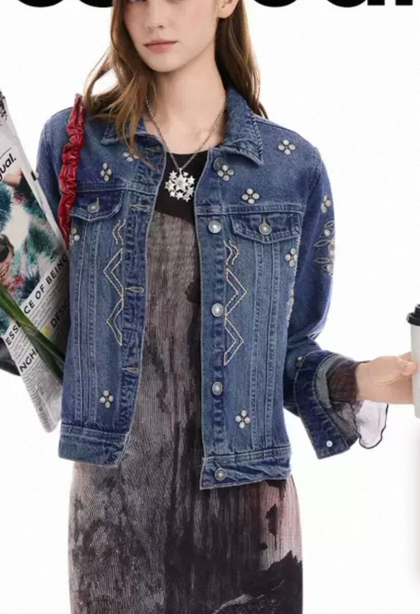 Embroidery Jacket Jeans - เสื้อแจ็คเก็ตยีนส์แฟชั่นหลากหลายสไตล์ ลายปักดอกไม้ใหม่ นำเข้าจากสเปน ตามเทรนด์สตรีท