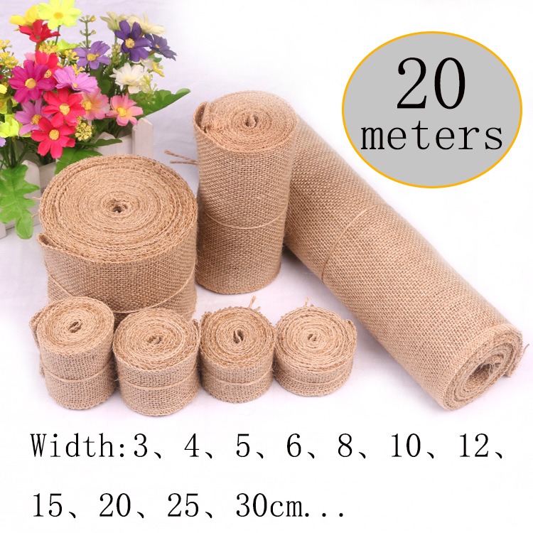 Linen Fabric Natural - ผ้าลินินปอกระเจาธรรมชาติขนาด 5-30 ซม. ผ้าลินินปอกระเจารollen ยาว 20