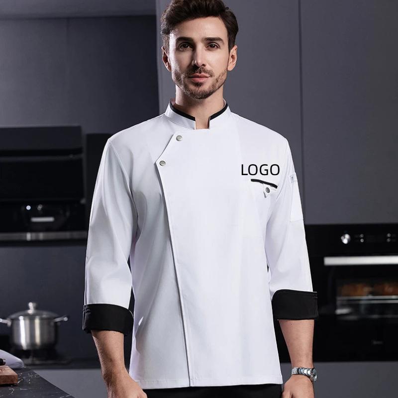 Embroidery Kitchen - ชุดยูนิฟอร์มเชฟ เสื้อทำงานแขนยาว รับสกรีนโลโก้ ร้านอาหาร โรงแรม ครัว