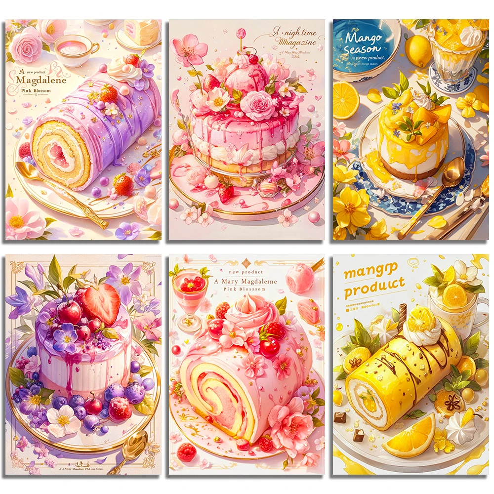 Embroidery Kitchen - DIY ภูมิทัศน์เพชรภาพวาดขนมเค้กเต็มรูปแบบเพชรเย็บปักถักร้อยครัว CROSS Stitch ชุดตกแต่งบ้านของขวัญ