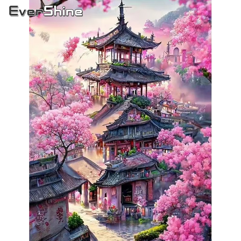 Embroidery Kit Set - ชุดงานปักครอสติชภาพวาดทิวทัศน์สำหรับบ้านปักเพชรต้นโมเสก DIY งานฝีมือของมาใหม่ต้นไม้