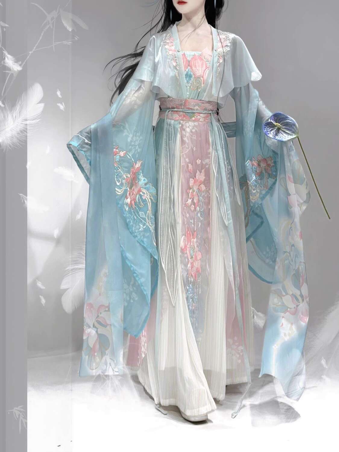 Embroidery Skirt - ใหม่ Hanfu Wei Jinfeng อุตสาหกรรมหนักเย็บปักถักร้อยเอวกระโปรงยาวห้าชิ้นชุด Super