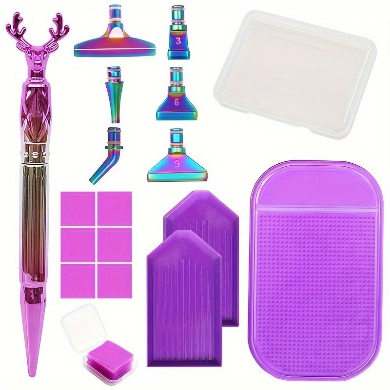 Embroidery Kit - ปากกาประดับเพชรรูปเขากวางพร้อมปลายโลหะ, อุปกรณ์เสริมสำหรับงานเพชรเพ้นท์, ปลายปากกาเพชรเพ้นท์หลากสี, ปากกาเพชรเพ้นท์ DIY, ชุดเครื่องมือปลายปากกาโลหะหลากสีสำหรับงานเพชรเพ้นท์