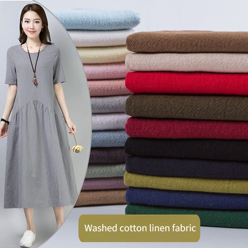 Linen Fabric Natural - ผ้าฝ้ายลินินเครปสำหรับฤดูร้อน ขายเป็นเมตร สำหรับทำเสื้อผ้า กางเกง ชุดนอน กระโปรง