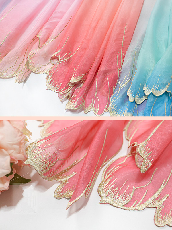 Embroidery Cloth - เย็บปักถักร้อยสีเขียวสีฟ้าGradientสีผ้านุ่มDIY Hanfuเสื้อตุ๊กตาผ้า (ซ่อมขอบผ้าด้วยตัวเอง)