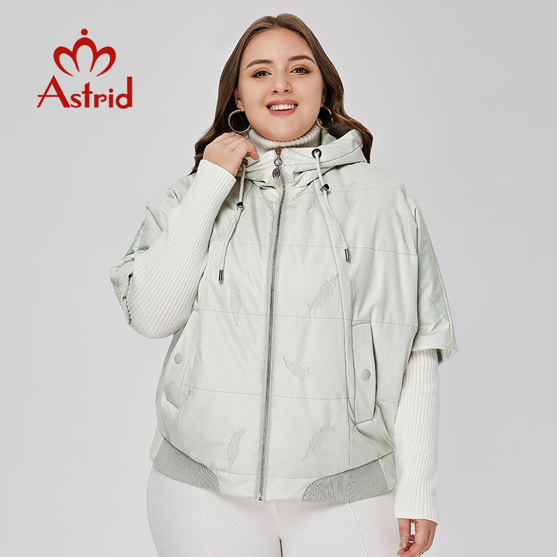 Embroidery Jacket - Astrid 2022ฤดูใบไม้ผลิผู้หญิง Parkas Plus ขนาดหลวมสั้นเบาะ Hooded