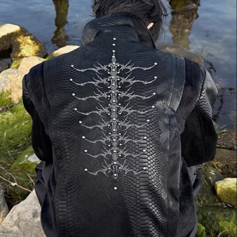 เสื้อแจ็คเก็ตผู้ชายสีดำลายงู ป - Embroidery Jacket บทวิจารณ์และราคา