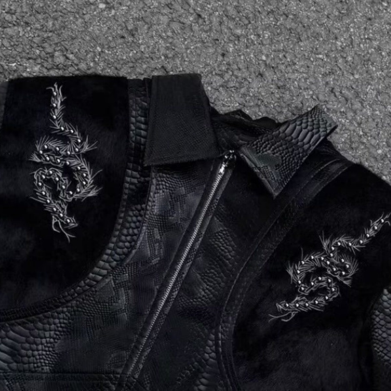 เสื้อแจ็คเก็ตผู้ชายสีดำลายงู ป - Embroidery Jacket บทวิจารณ์และราคา