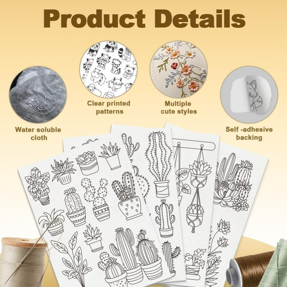 แผ่นรองปักลายกระบองเพชรบอนไซ 3 - Embroidery Cloth บทวิจารณ์และราคา