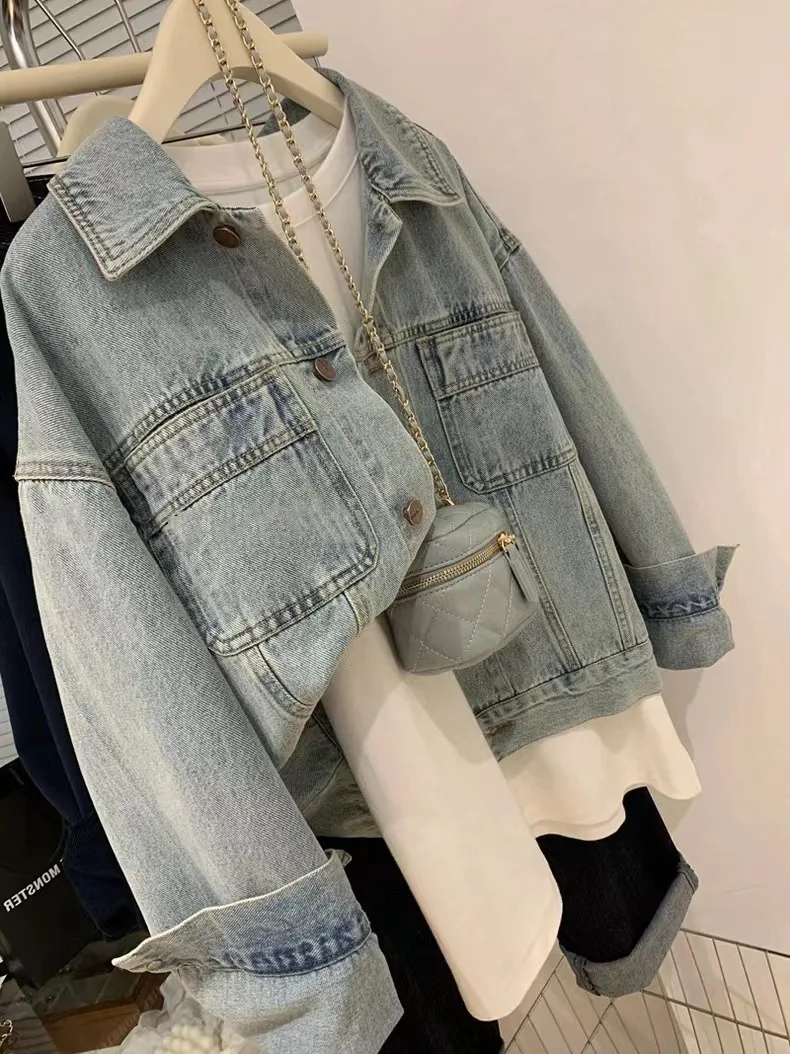DENIM Coat ผู้หญิง Y2k ฤดูใบไม - Embroidery Jacket Jeans บทวิจารณ์และราคา
