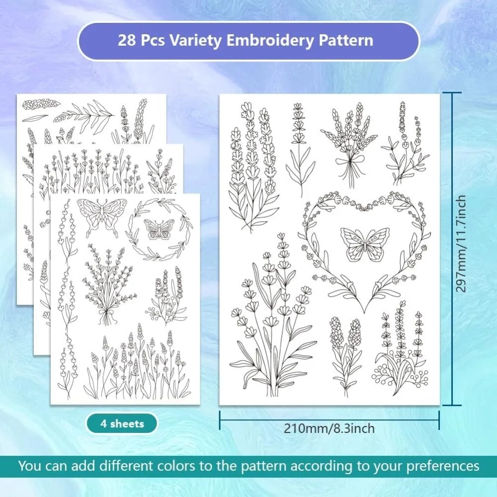 แผ่นปักลายดอกลาเวนเดอร์และผีเส - Embroidery Cloth บทวิจารณ์และราคา