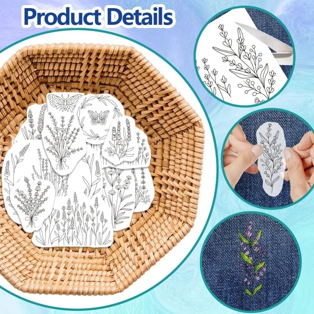 แผ่นปักลายดอกลาเวนเดอร์และผีเส - Embroidery Cloth บทวิจารณ์และราคา