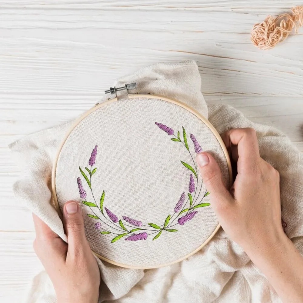 แผ่นปักลายดอกลาเวนเดอร์และผีเส - Embroidery Cloth บทวิจารณ์และราคา