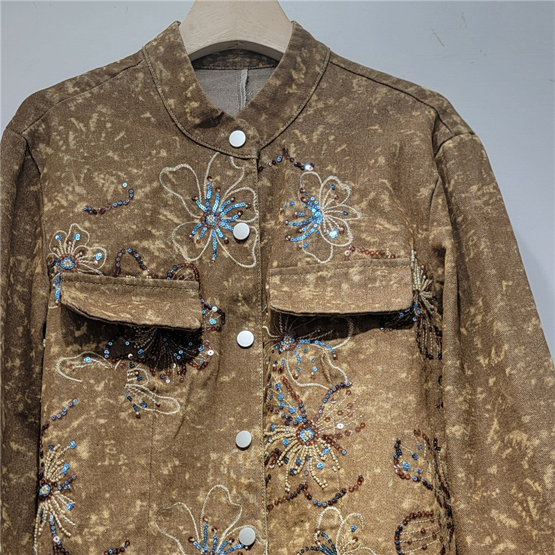 แฟชั่นฤดูใบไม้ผลิ เสื้อแจ็คเก็ - Embroidery Jacket Jeans บทวิจารณ์และราคา
