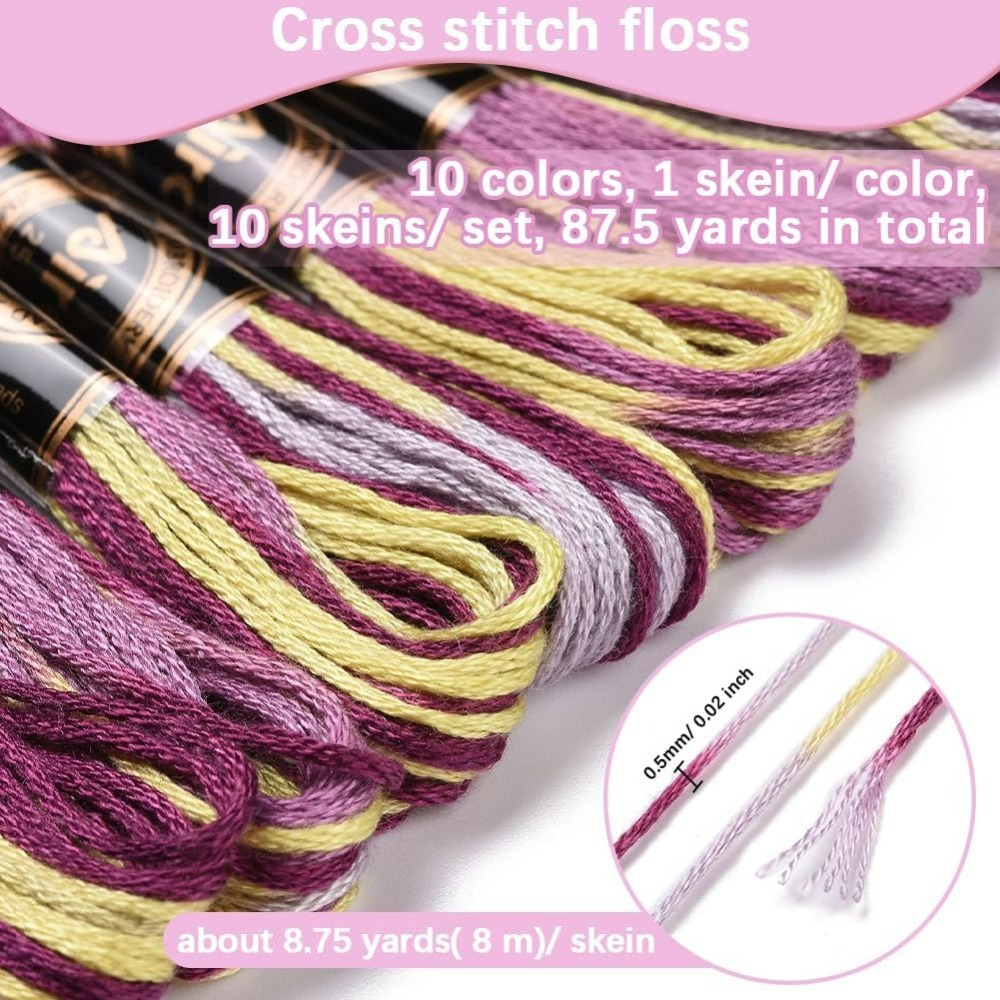 6 Strands สีม่วง Variegated เย - Embroidery Kit บทวิจารณ์และราคา