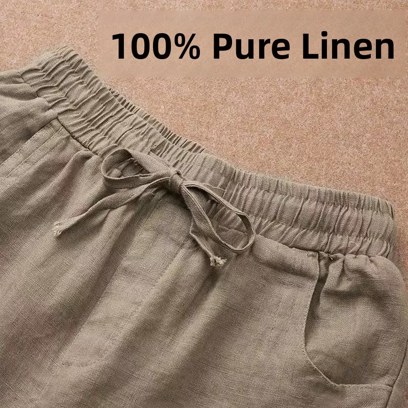 กางเกงผ้าลินินแท้ ระบายอากาศได - Linen Fabric Natural บทวิจารณ์และราคา