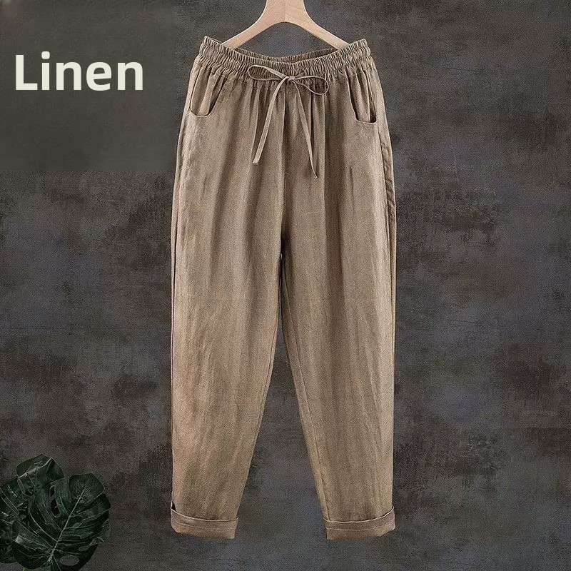 กางเกงผ้าลินินแท้ ระบายอากาศได - Linen Fabric Natural บทวิจารณ์และราคา