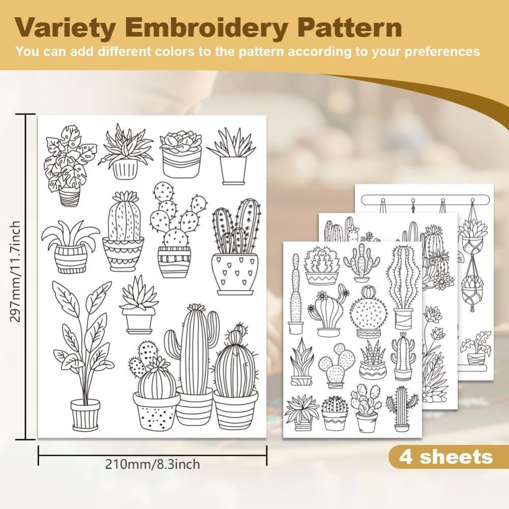 แผ่นรองปักลายกระบองเพชรบอนไซ 3 - Embroidery Cloth บทวิจารณ์และราคา