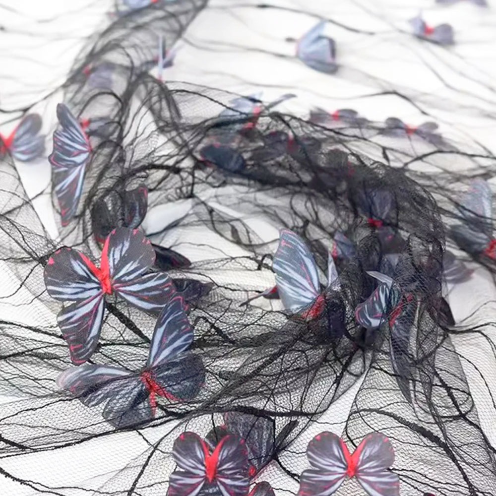 ผ้าลูกไม้ตาข่ายลายผีเสื้อ 3 มิ - Embroidery Cloth บทวิจารณ์และราคา