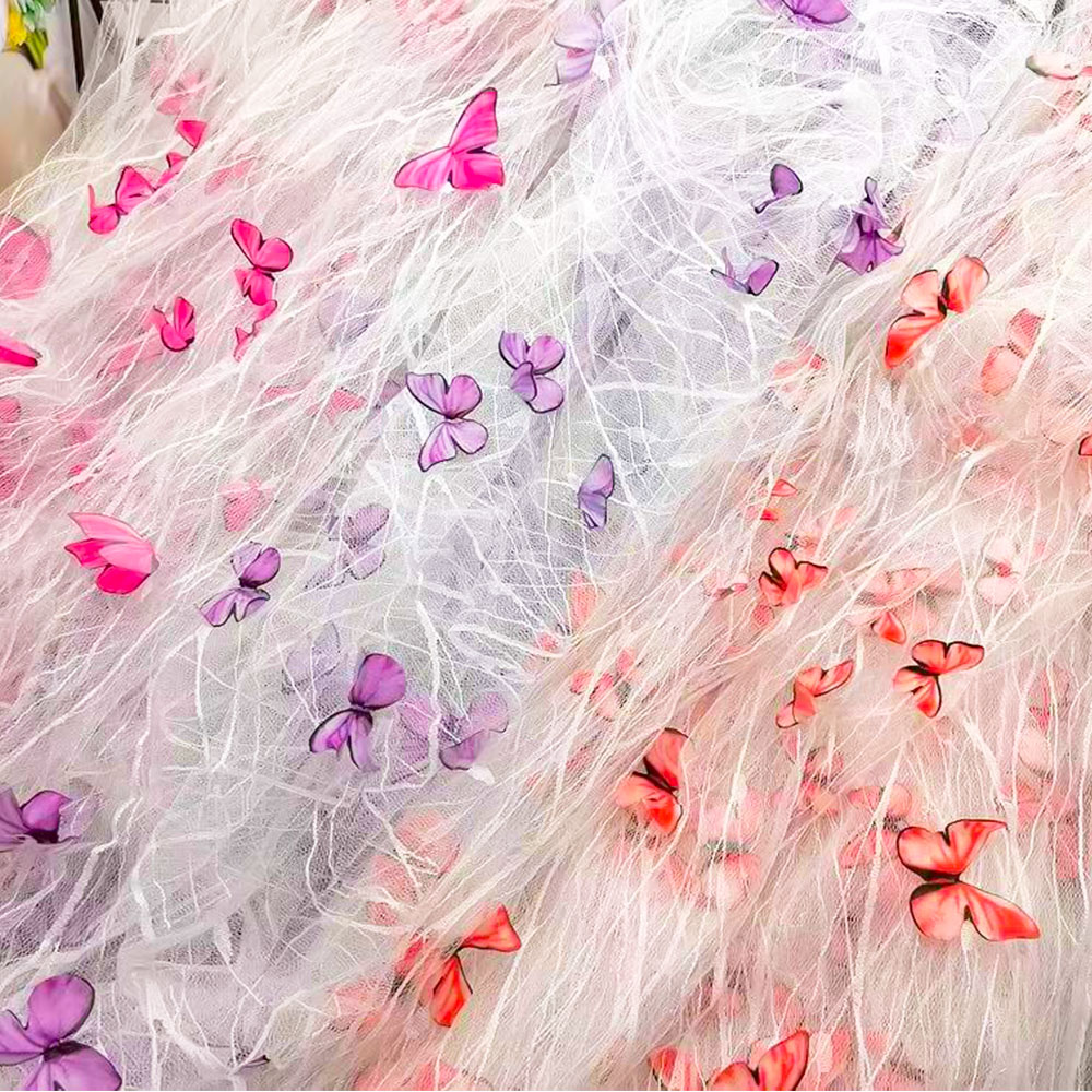 ผ้าลูกไม้ตาข่ายลายผีเสื้อ 3 มิ - Embroidery Cloth บทวิจารณ์และราคา