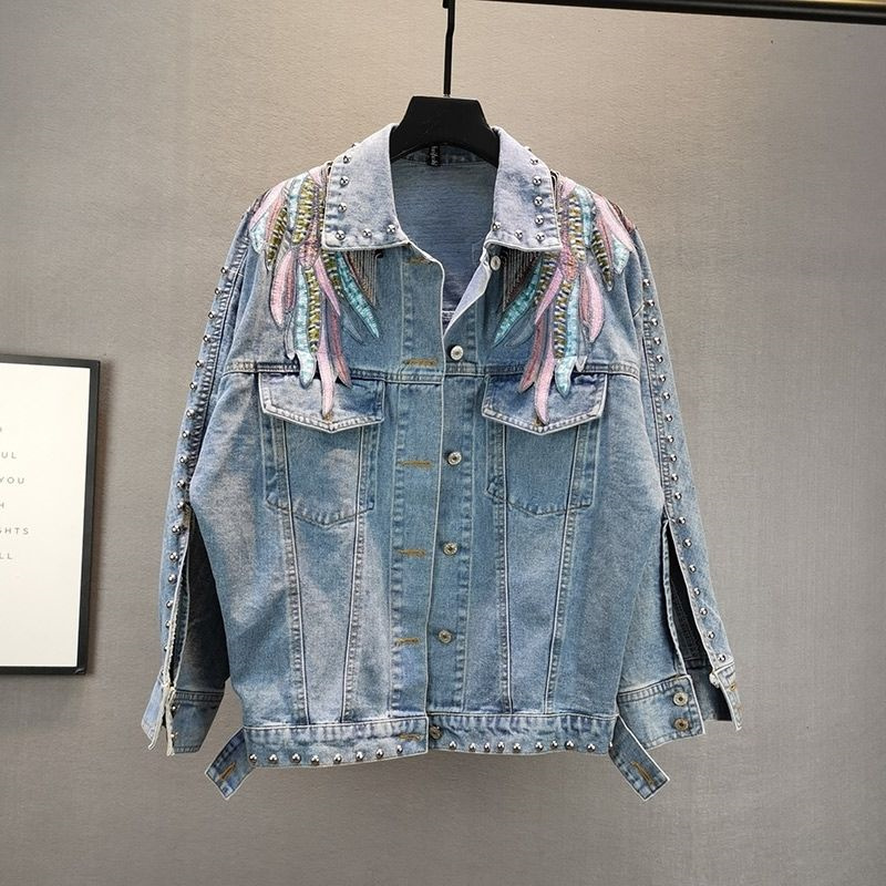แจ็กเก็ตยีนส์แขนยาวสำหรับผู้หญ - Embroidery Jacket Jeans บทวิจารณ์และราคา