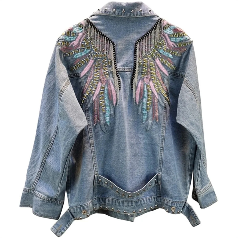 แจ็กเก็ตยีนส์แขนยาวสำหรับผู้หญ - Embroidery Jacket Jeans บทวิจารณ์และราคา