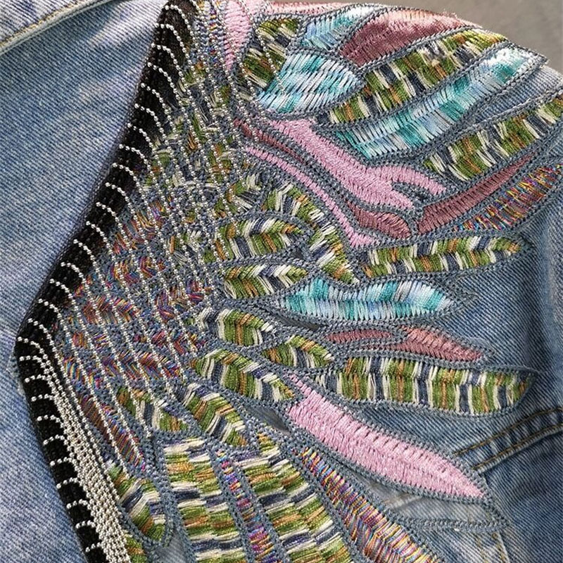 แจ็กเก็ตยีนส์แขนยาวสำหรับผู้หญ - Embroidery Jacket Jeans บทวิจารณ์และราคา