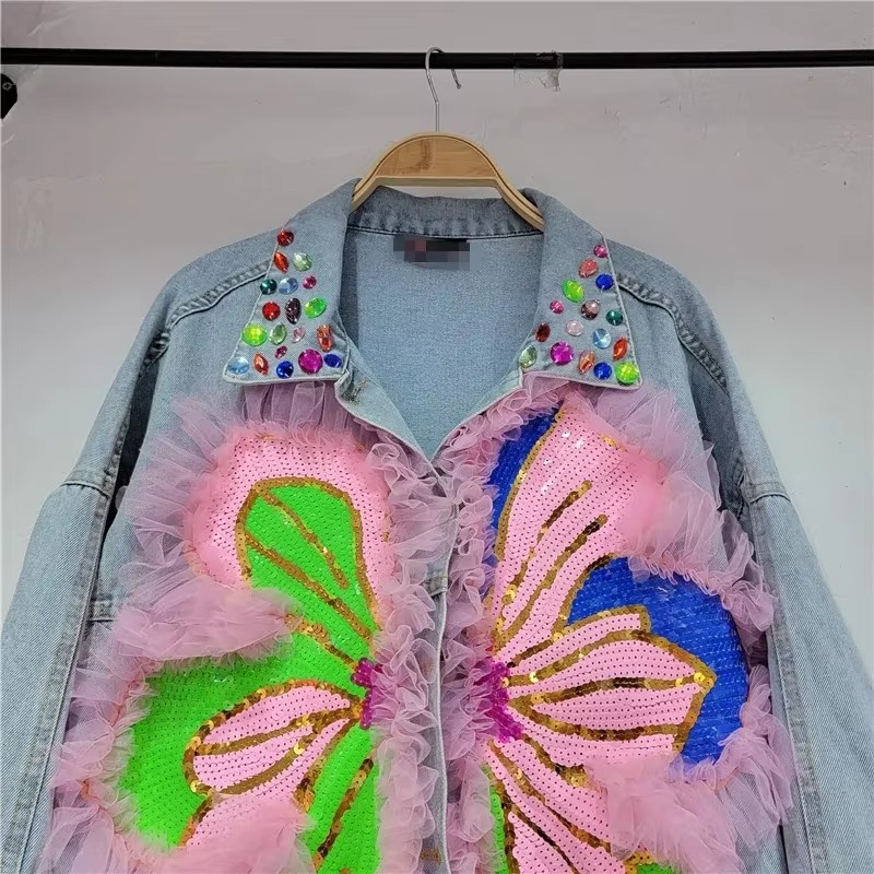 แจ็คเก็ตยีนส์สีน้ำเงินประดับเล - Embroidery Jacket Jeans บทวิจารณ์และราคา