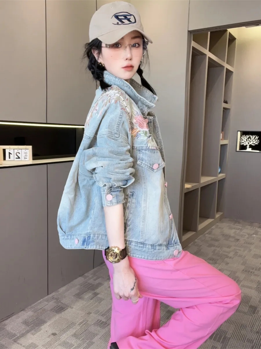 ฤดูใบไม้ผลิฤดูใบไม้ร่วงสั้น DE - Embroidery Jacket Jeans บทวิจารณ์และราคา