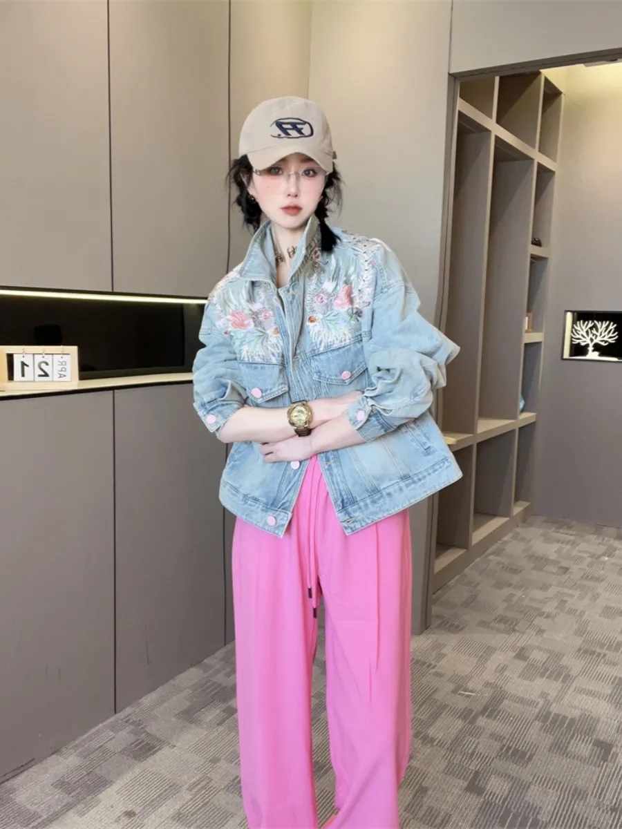 ฤดูใบไม้ผลิฤดูใบไม้ร่วงสั้น DE - Embroidery Jacket Jeans บทวิจารณ์และราคา