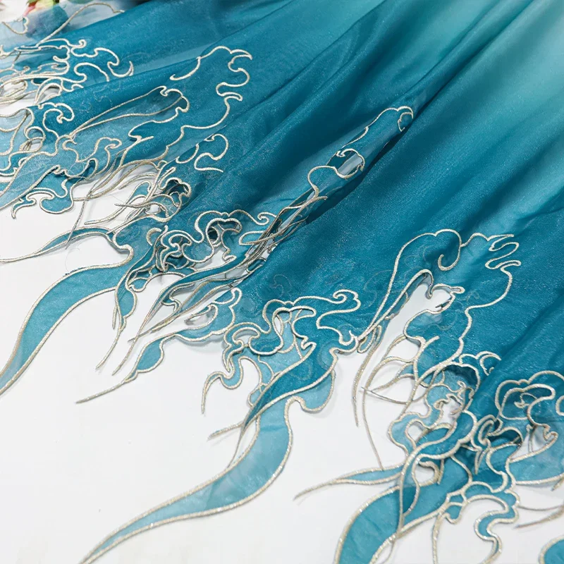 ผ้าปักลายดอกบัวแบบจีนไล่เฉดสี  - Embroidery Skirt บทวิจารณ์และราคา