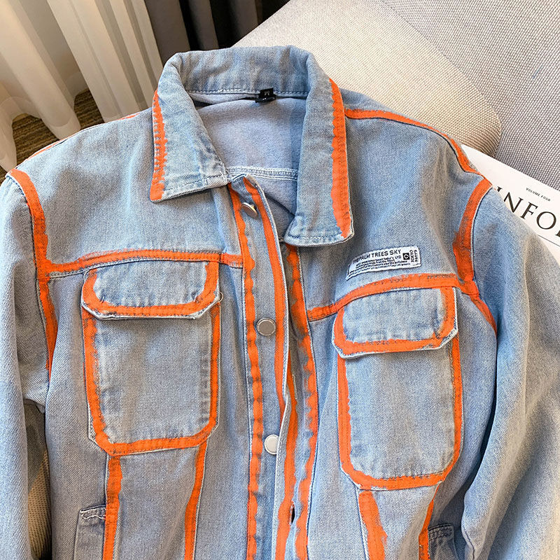 Retro ผู้หญิงลาย Graffiti Cont - Embroidery Jacket Jeans บทวิจารณ์และราคา