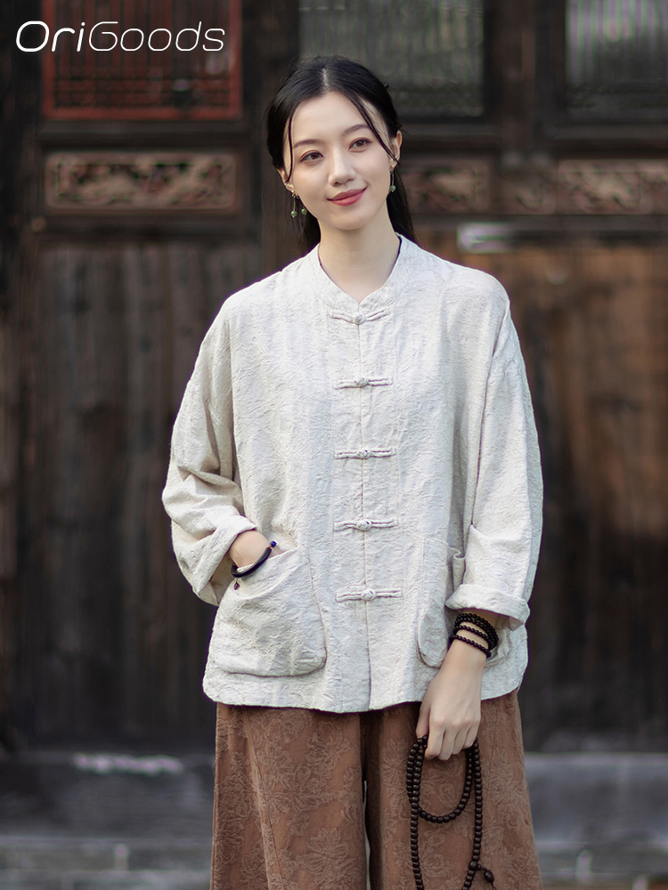 เสื้อผ้าผ้าแจ็คการ์ด OriGoods  - Linen Fabric Natural บทวิจารณ์และราคา