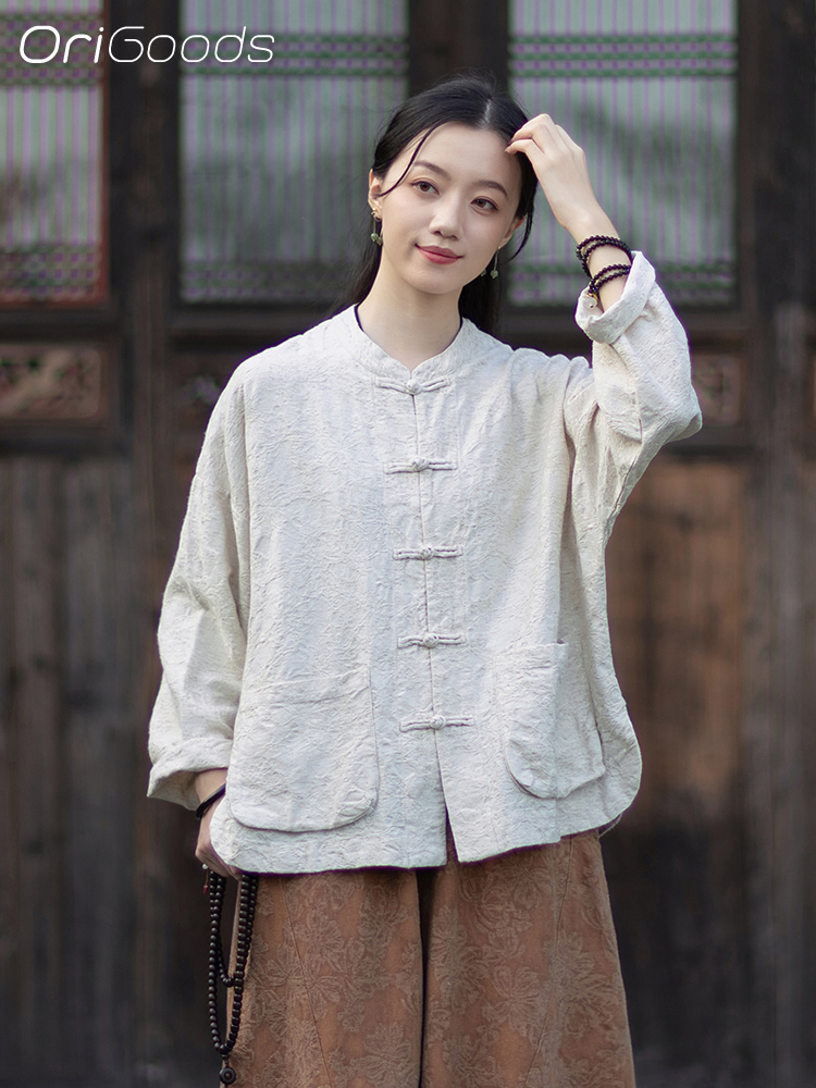 เสื้อผ้าผ้าแจ็คการ์ด OriGoods  - Linen Fabric Natural บทวิจารณ์และราคา