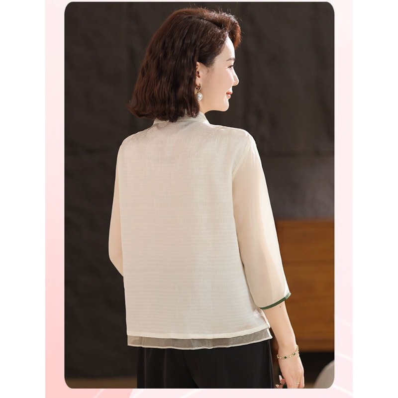 เสื้อสตรีสีขาวครีมสไตล์จีน ปัก - Embroidery Cream บทวิจารณ์และราคา