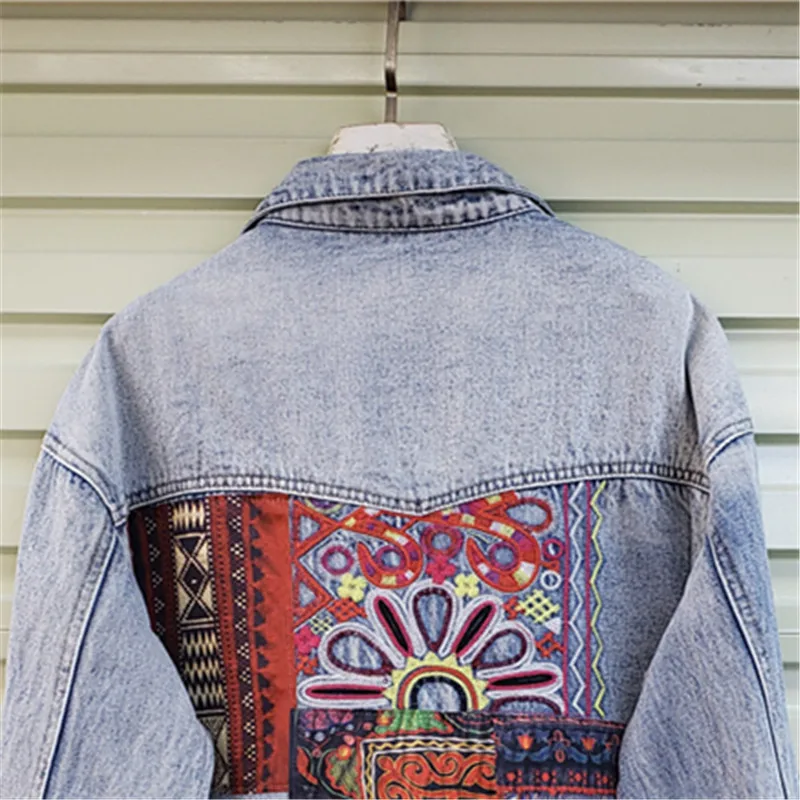 โบฮีเมียเย็บปักถักร้อย Splicin - Embroidery Jacket Jeans บทวิจารณ์และราคา