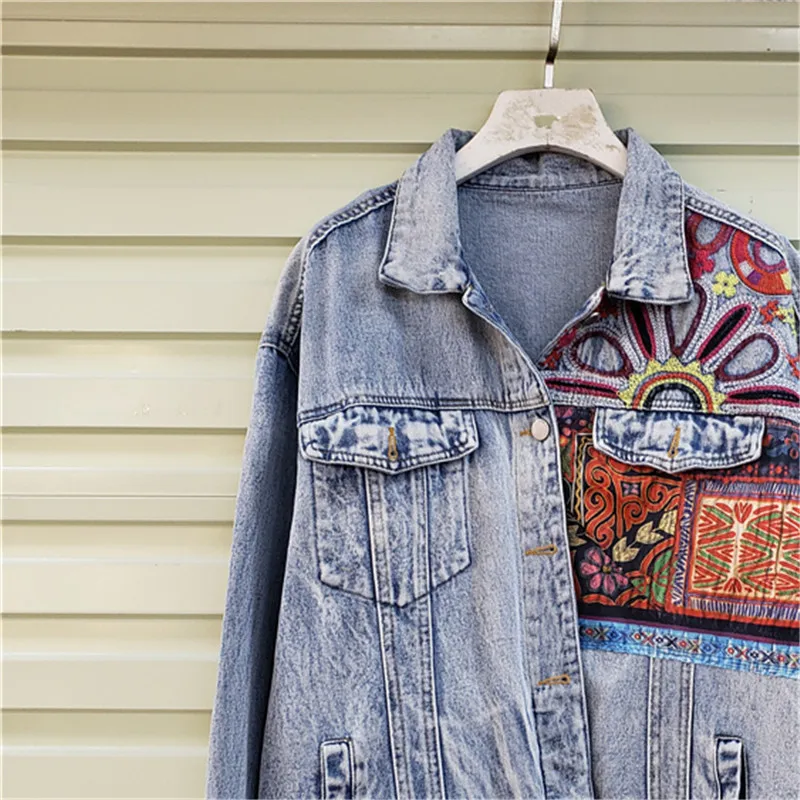 โบฮีเมียเย็บปักถักร้อย Splicin - Embroidery Jacket Jeans บทวิจารณ์และราคา