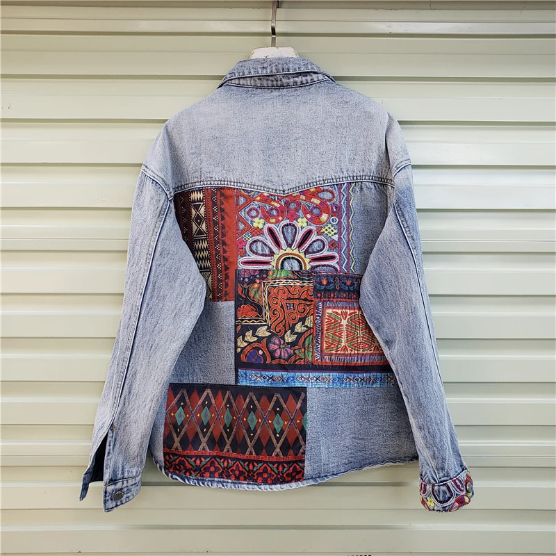 โบฮีเมียเย็บปักถักร้อย Splicin - Embroidery Jacket Jeans บทวิจารณ์และราคา