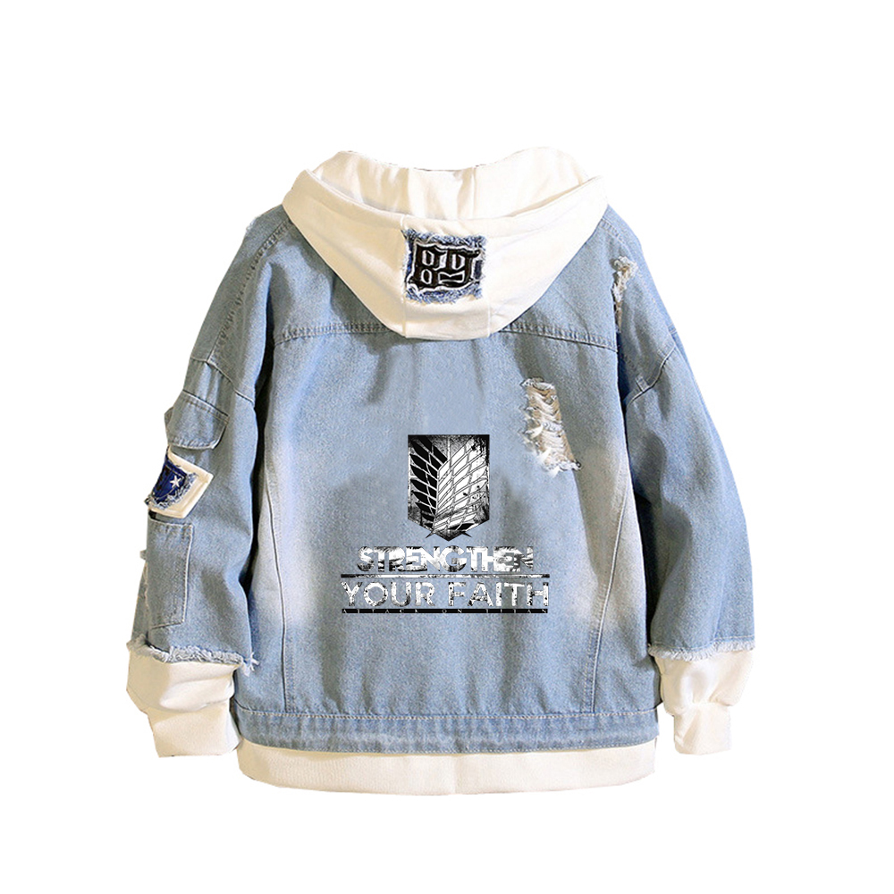 โจมตีTitan Anime Denimแจ็คเก็ต - Embroidery Jacket Jeans บทวิจารณ์และราคา