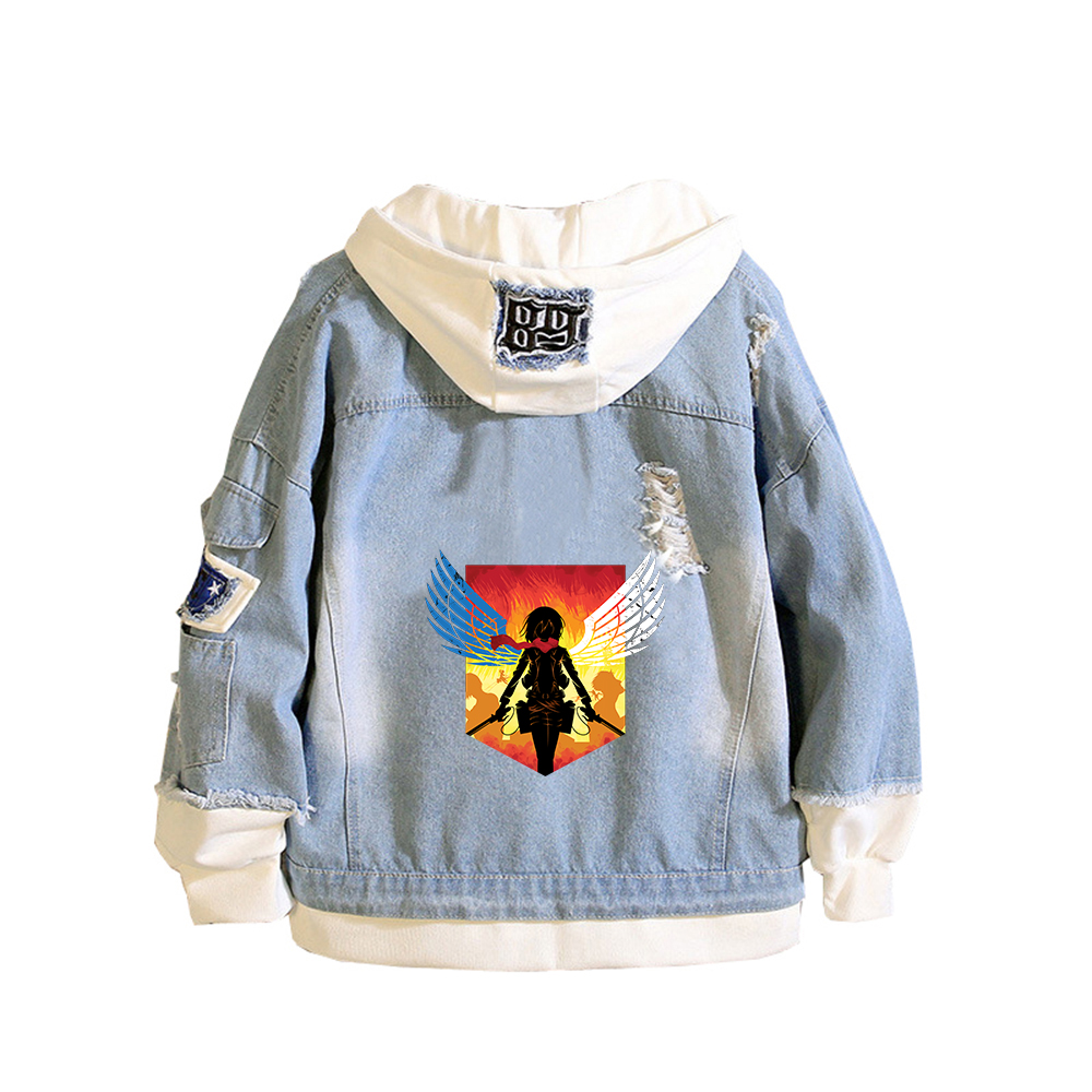 โจมตีTitan Anime Denimแจ็คเก็ต - Embroidery Jacket Jeans บทวิจารณ์และราคา