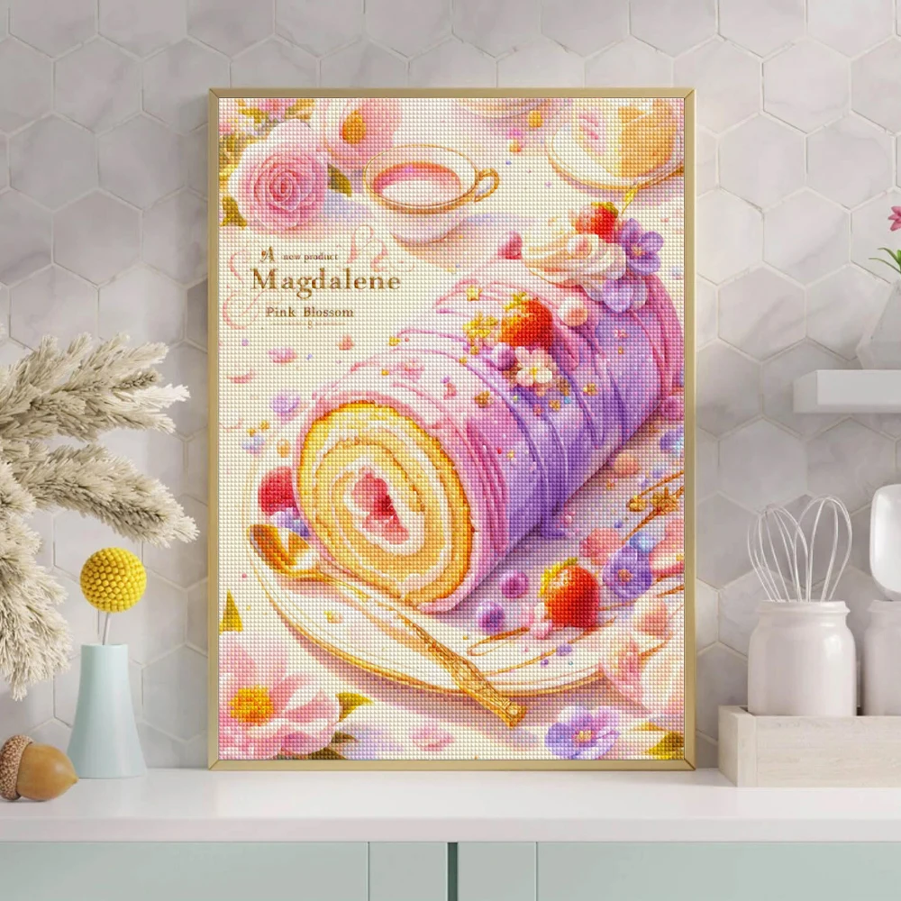 DIY ภูมิทัศน์เพชรภาพวาดขนมเค้ก - Embroidery Kitchen บทวิจารณ์และราคา