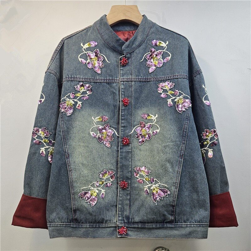 เสื้อแจ็คเก็ตยีนส์ปักลายดอกไม้ - Embroidery Jacket Jeans บทวิจารณ์และราคา
