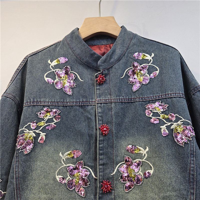 เสื้อแจ็คเก็ตยีนส์ปักลายดอกไม้ - Embroidery Jacket Jeans บทวิจารณ์และราคา