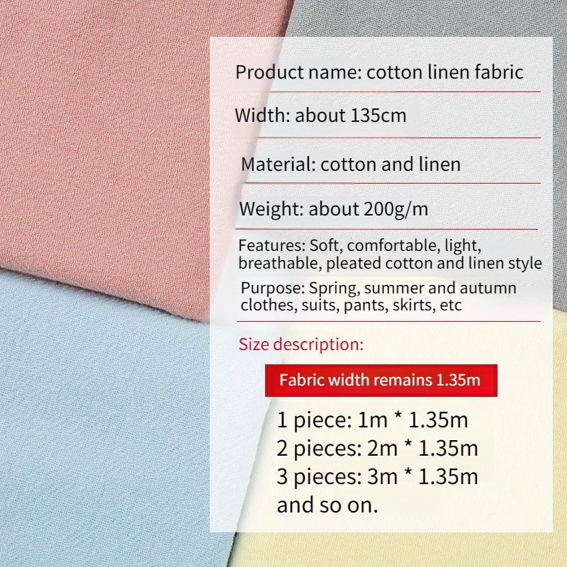 ผ้าฝ้ายลินินเครปสำหรับฤดูร้อน  - Linen Fabric Natural บทวิจารณ์และราคา